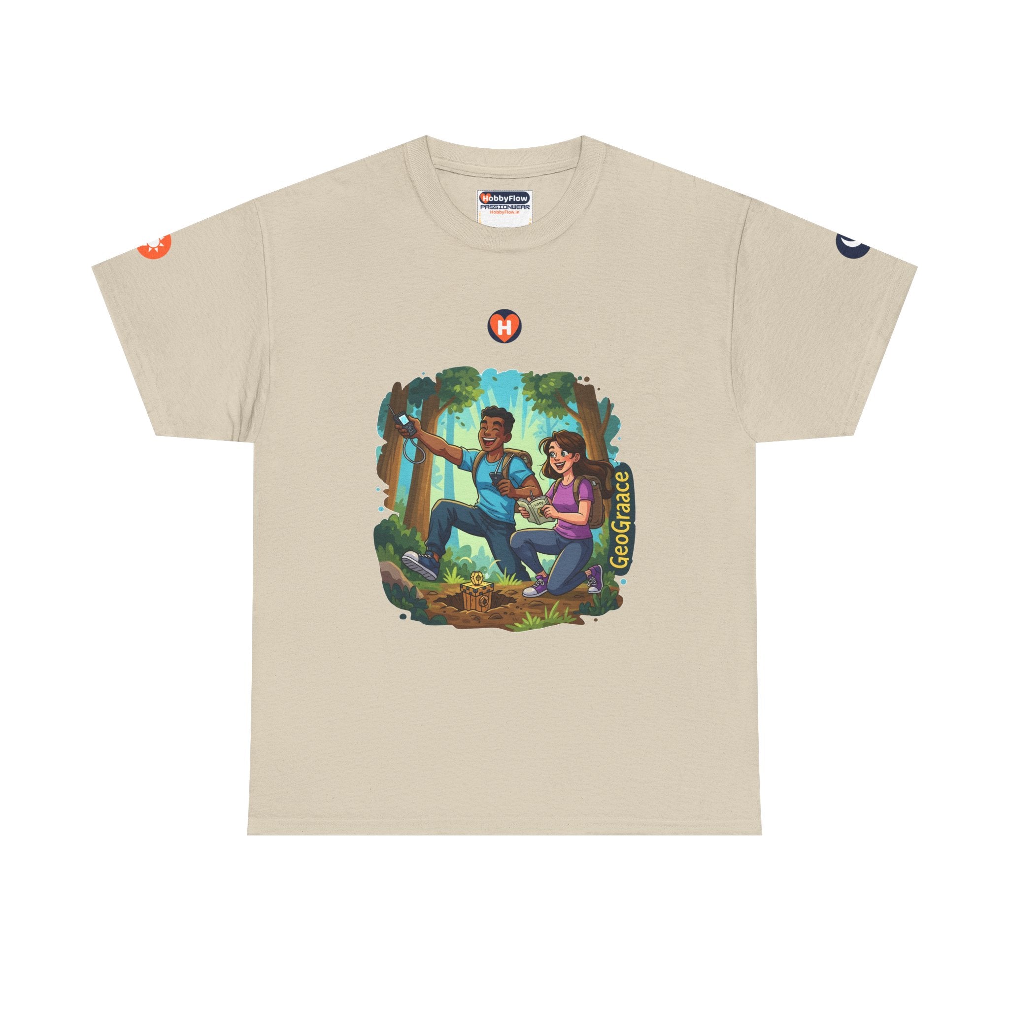 HobbyFlow #282 Geocaching Tee - Essential Gardening & Nature Wear: Treasure Trails, Earth's Echo, Wonders Unveiled!