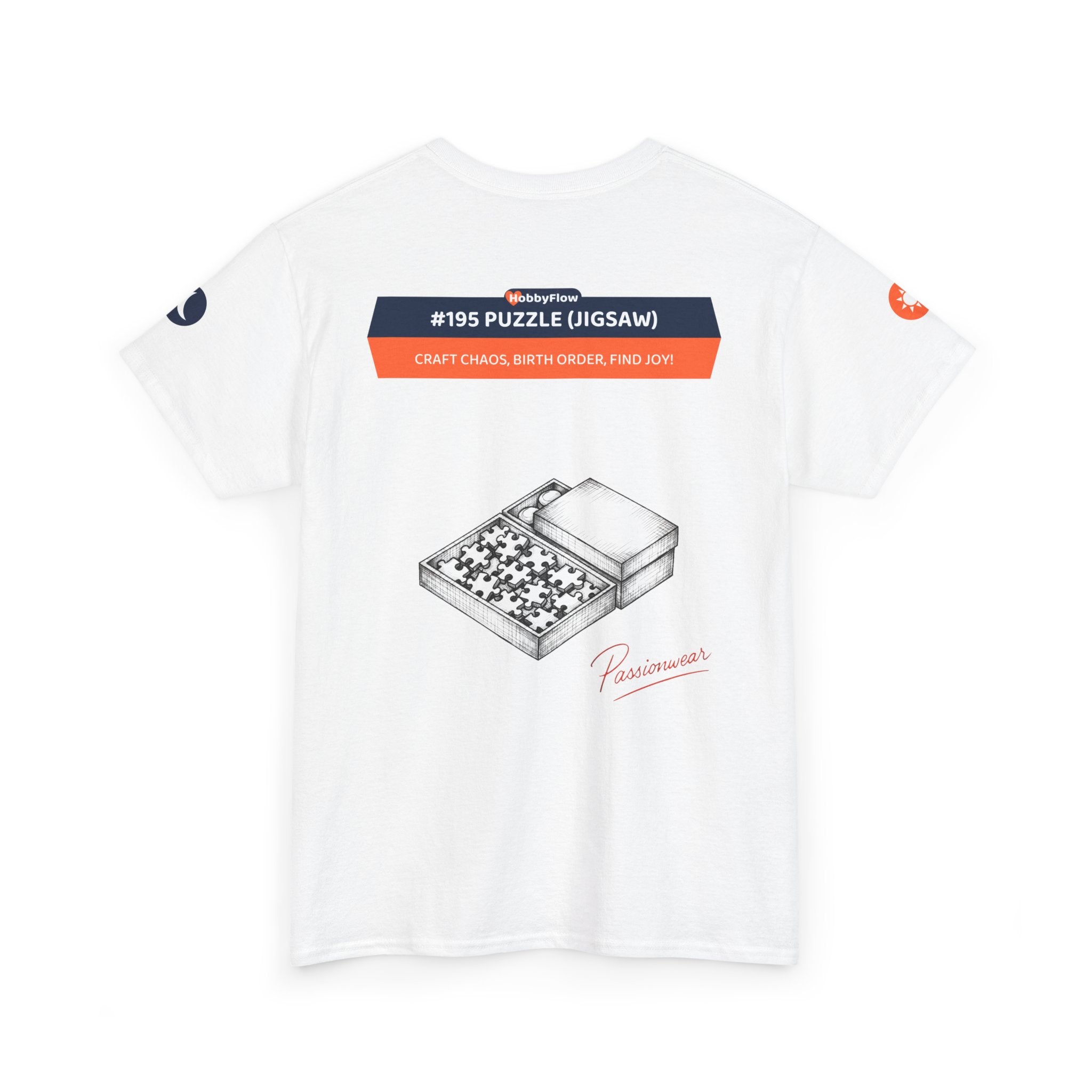 HobbyFlow #195 Puzzle (jigsaw) Tee - Essential Games & Collecting Wear: Craft Chaos, Birth Order, Find Joy!