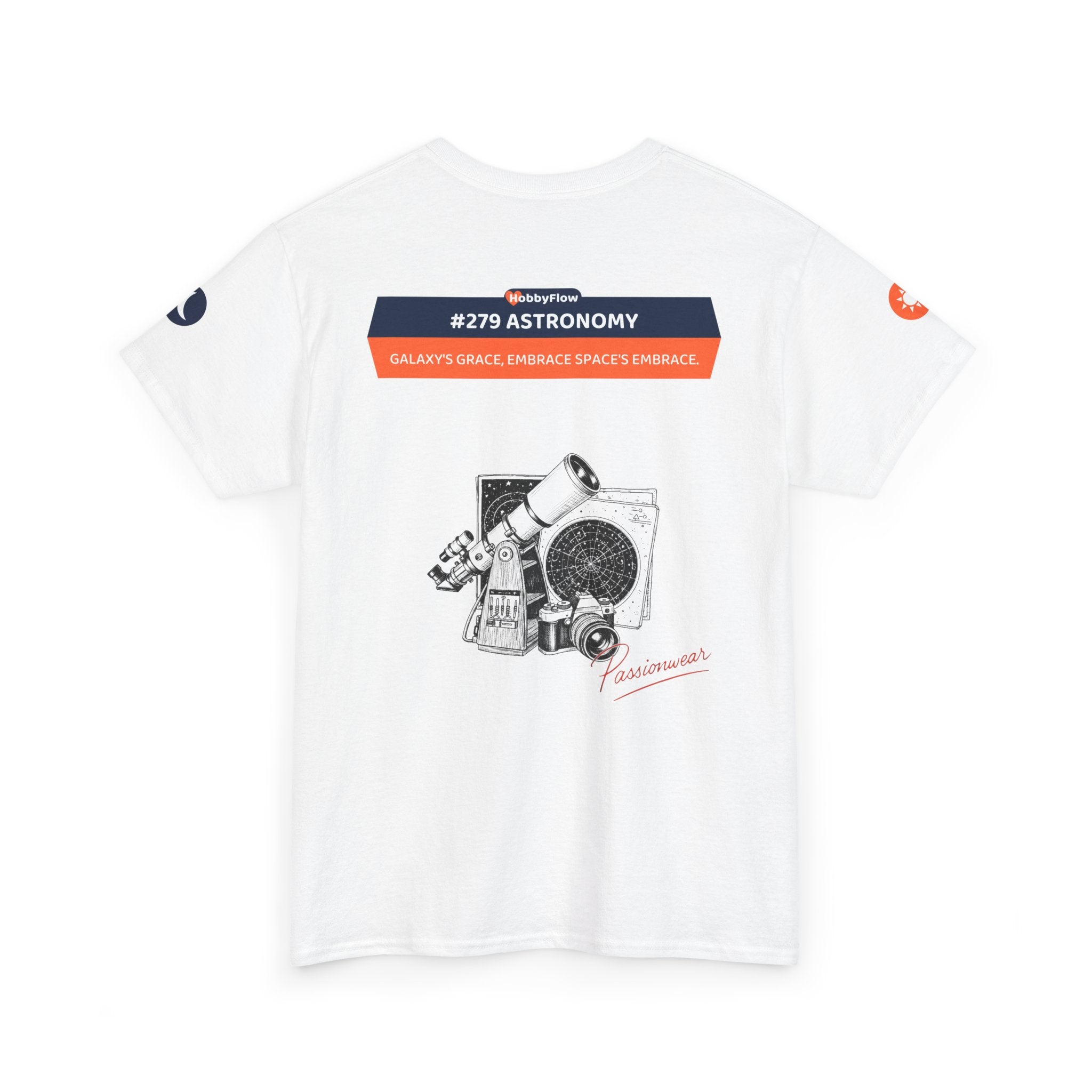 HobbyFlow #279 Astronomy Tee - Essential Gardening & Nature Wear: Galaxy's Grace, Embrace Space's Embrace.