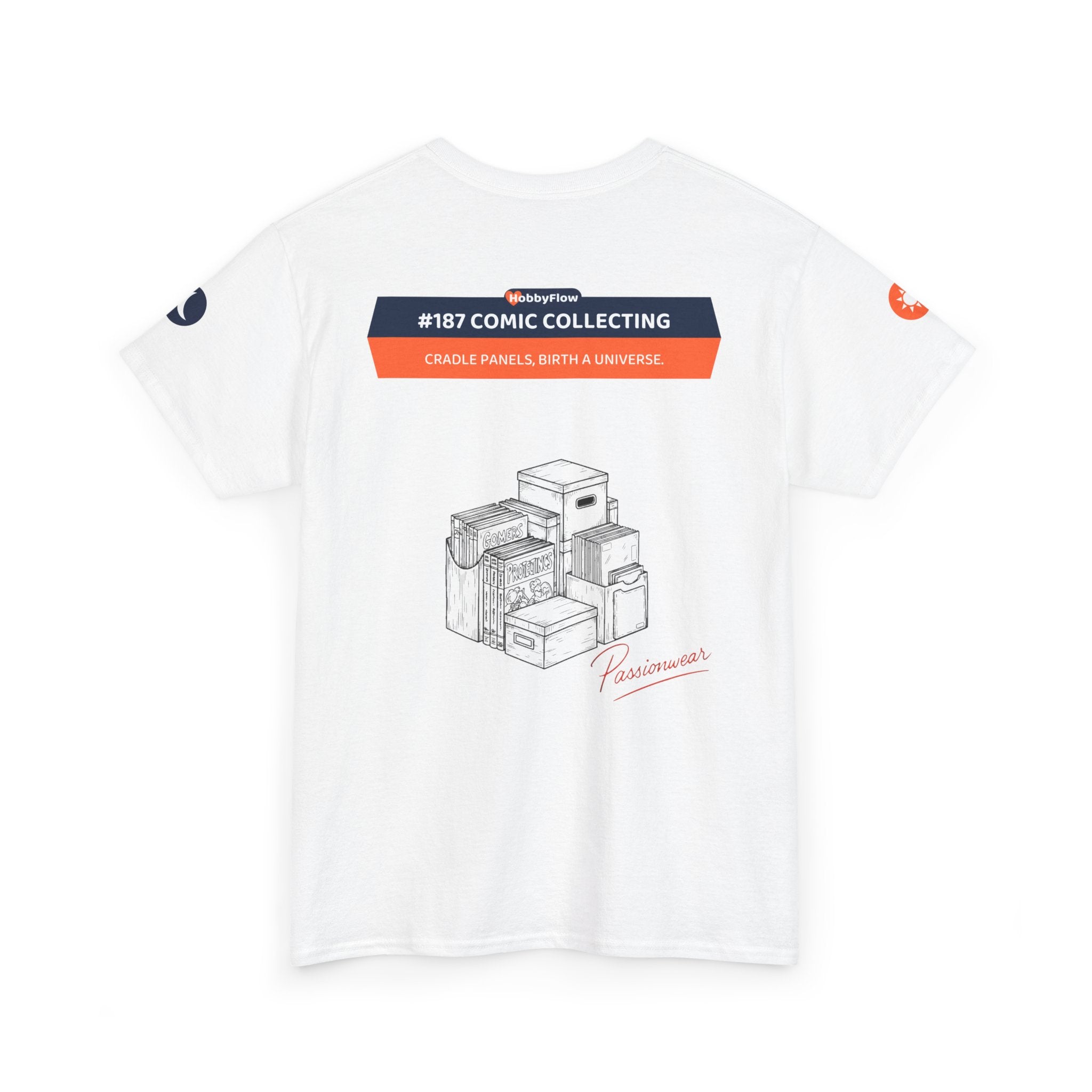 HobbyFlow #187 Comic collecting Tee - Essential Games & Collecting Wear: Cradle Panels, Birth a Universe.